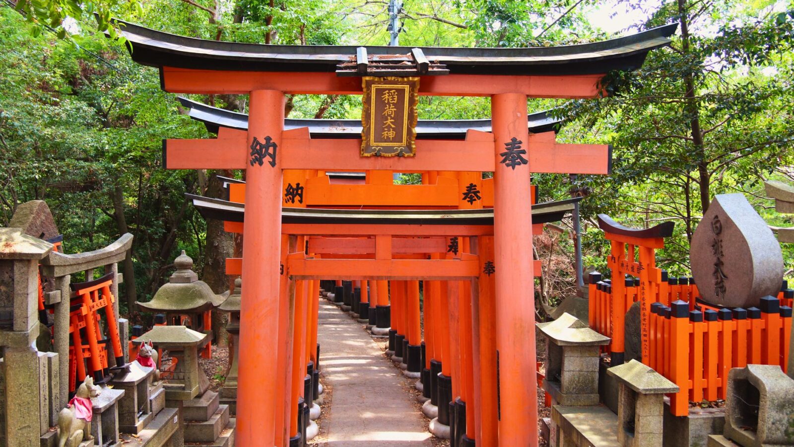 Explore the vibrant torii gates of Fushimi Inari Shrine in Kyoto, a serene and iconic landmark.